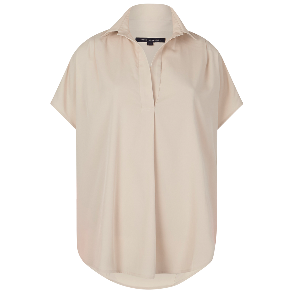 French Connection Crepe Short Sleeve Popover